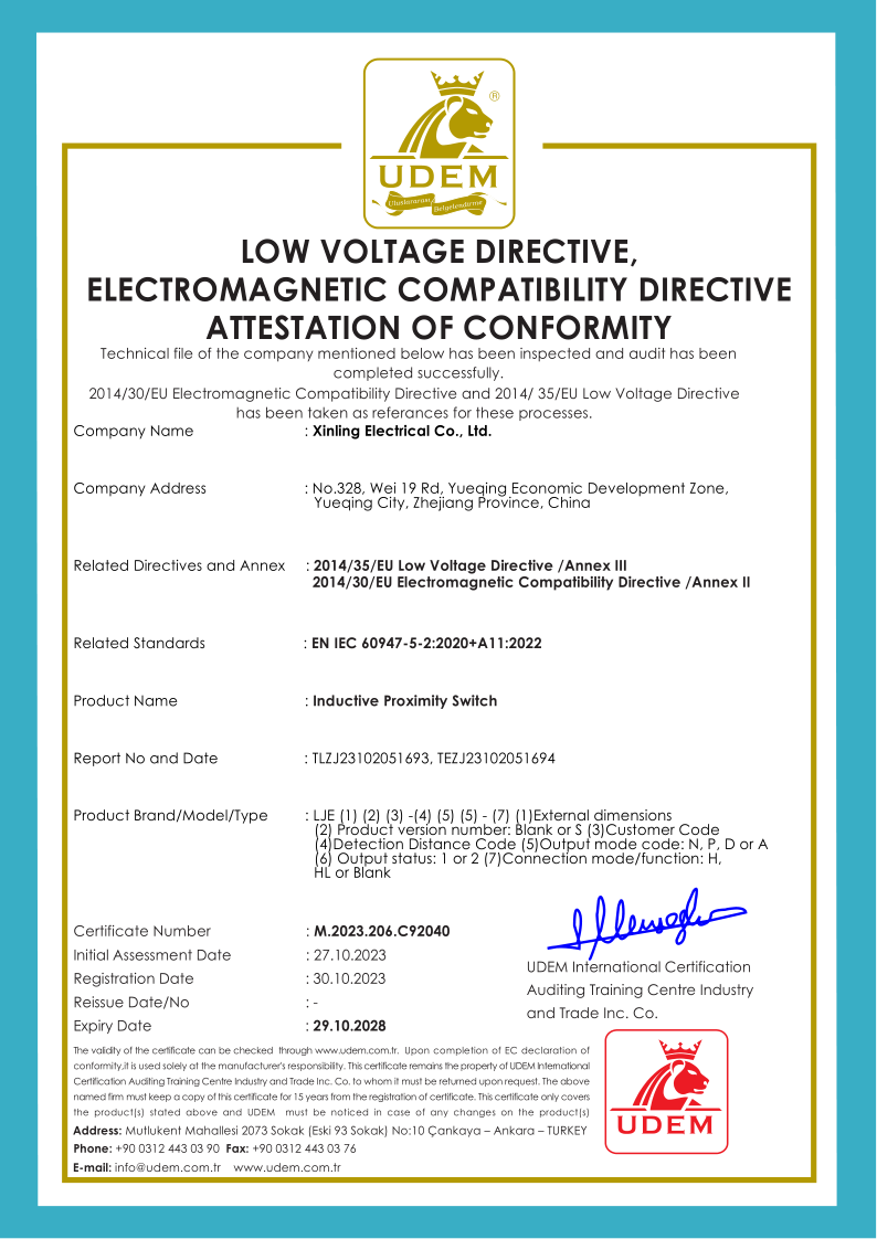 LJE系列電感式接近開關欣靈CE證書_1